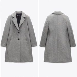 ZARA GREY TAILORED BUTTON WOOL COAT SIZE XS ARITZIA MAXMARA